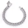 Bra kvalitet och pris på 925 Sterling Silver Iced Out Moissanite Cuban Chain Armband för unisex