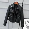 Vestes pour femmes fausse veste en cuir femme décontractée pu slim moto streetwear femelle zip up manteau coréen chic printemps