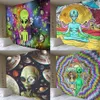 Alien Tapestry Home Decoration Psychedelic Wall Cloth Anime Mönster mattan Art 210608277Z