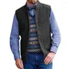 Gilet da uomo Gilet da uomo Blu navy a spina di pesce Colletto alla coreana Tweed da sposa Gilet da uomo d'affari da gentiluomo per set da banchetto