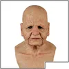 Party Masks Party Masks Realistic Human Wrinkle Cosplay Scary Old Man Fl Head Latex Mask For Halloween Festival 220610 Drop Delivery 2 Dhtq7