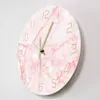 Horloge murale ronde en marbre rose naturel, silencieuse, sans tic-tac, décoration de salon, Art nordique, horloge murale minimaliste, montre murale silencieuse 2260W