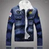 Men's Down Men Fleece Denim Jacket Autumn Winter Fashion Slim Plus Velvet To Keep Warm Thick Jean Jackets Outwear Motorcycle Coats Cowboy