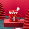 Tasses Lovol en céramique, tasse à lait rouge joyeux, cadeau de dessin animé mignon, feu