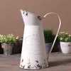 Vaso de flor de arremessador primitivo de estilo francês elegante pode regar os plantadores para a decoração de barra de casamentos em casa-white2380
