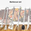 5pcs Set Paslanmaz Çelik Barbekü Zarge Grill Set Araçları Açık Hava Pişirme Barbekü Kiti Kampı Kamp Barbekü Aksesuarları Araçları T20323C