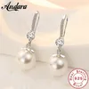 Dangle Earrings Fashion 925 Sterling Silver Long Pearl CZ Pendant for Women Charm Elegant Jewelry Gifts