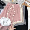 Pantaloni da uomo imitazione cashmere lavorato a maglia per le donne 2023 peluche e ispessito a vita alta tubo dritto gamba larga casual