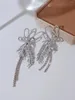 Stud Earrings Love Bow Long Fringe Design Sense Niche Fashion Delicate Girl