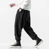 Mannen Broek Mannen Harem Effen Kleur Elastische Taille Joggers 2023 Baggy Trekkoord Drop-Kruis Casual Hip Hop broek