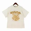 T-shirt Rhudes Version T-shirt da uomo Summer Fashion Designer sciolti e traspiranti Casual Cottons Abbigliamento di lusso Street Shorts Maniche Abbigliamento