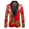 Męskie garnitury Blazers 2023 Fancy Blazer Men Floral Printing Połysany szal kołnierz męski sukienka Kuitu