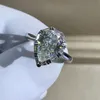 Trouwringen Gica Gema 100 925 Sterling Zilver Pear Cut 4CT VVS D Kleur Gemaakt Engagement Aangepaste Ring Fijne Sieraden 231122