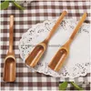 Spoons Wooden Bamboo Tea Spoon Coffee Drinking Tools Cooking Utensil Length 18Cm Scoop Home Kitchen Accessories Drop Delivery Garden Dhdz2