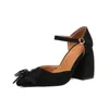 Сандалии BLXQPYT Zapatos Mujer 2023, элегантные модные туфли-лодочки, свадебные туфли на мелкой подошве, черные женские туфли на каблуке для невесты, большие размеры 46, 47, 48, 23-16