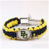 Charm-Armbänder Charm-Armbänder Fußball Sport College Metallarmband Universität Paracord 550 Seil Überleben geflochten Escape Drop Delive Dhsct