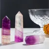 Naturlig rosa lila fluorit hexagonal enstaka spetsiga kolonnhantverk ornament förmåga kvarts pelare mineralläkande trollstavar reiki crystal maod