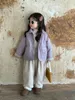 Jackets Kids Coat 2023 Winter Children Wear Korean Style Girls Inside Lamb Wool Quilted Cotton Girl