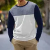 Camisetas para hombre, camiseta de manga larga con estampado de rayas a la moda, camisa informal diaria para hombre, camisetas de algodón de alta calidad de otoño, cómodas y de gran tamaño