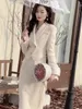 Two Piece Dress UNXX Internet Celebrity -Sale Career Suit Women 2023 Winter Fairy Thickened Blazer Midi Skirt Trendy