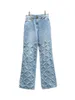 Jeans tricolores pour femmes, mode décontractée, personnalité, beau, confortable, polyvalent, automne 2024, 1111