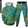 Herrespår Feather Leaf Totem Print Men Casual Women 2 Piece Set Autumn Streetwear Hoodie Jogger Pants Suits Size S-6xlmen's Men's Men ''