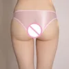 Unterhosen Sexy Öl Glänzende Glänzende Slips Mann Transparente Unterwäsche Offener Schritt Unisex Erotische Dessous Gay Sissy Sheer Panty