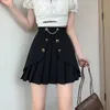 Spódnice wiosenne lato łańcuch stałego Slim Plated Skirt Woman Fashion Party Streetwear A-Line Black White High Taist Mini spódnice 230422