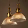 Pendant Lamps Industrial Suspension Lamp El Restaurant Lounge Office Bar Dinning Room Creative Lighting Retro Ribbed Glass Light