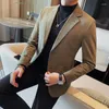 Ternos masculinos blazer único breasted lapela casual manga longa decorativo bolso terno casaco workwear traje de negócios homme