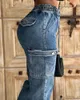 Dżinsy damskie 2024 spodnie Y2K dziewczęta chudy żeńskie ubrania guziki kieszonkowe codzienne codzienne dżinsowe solidne solidne