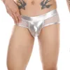 Cuecas de malha brilhante de couro pornô sexy para homens mini lingerie ultrafina erótica transparente micro u-convexo roupas de biquíni sissy