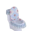 Tuvalet koltuğu, ev tuvalet koltuk yastığı üç parçalı set dantel kumaş tuvalet mat Avrupa tarzı çiçekler floş klozet kapağı 231122
