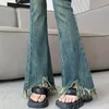 Jeans pour femmes Gland évasé pour femmes Soft Stretch Skinny Double Boutons Boot-Cut Denim Pantalon Mujer Mode Pantalon Dames 2023 Bleu