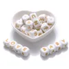 Jouets de dentition pour bébé 200 pièces 12mm Alphabet anglais Silicone lettre perles accessoires de dentition pour bébé pour nom personnalisé attache-sucette jouet de dentition 230422