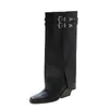 Chaussures de robe hiver femmes bottes de cowboy mode sans lacet boucle de ceinture dames élégantes tuyaux longs décontracté talon épais bottes pour femmes 231121