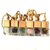 10ml Tiny Car Air Freshener Diffuser Clear Square Glass Perfume Bottles with Hang Rope Wood Cap Natural Energy Crystal Crqgd