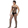 Herrensocken Herren einteilige Netzstrümpfe Strumpfhosen Transparente Body Unterwäsche Open Crotch Hollow Sexy Temptation