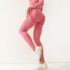 Экипировка для йоги, женские спортивные бесшовные штаны с высокой талией, эластичные однотонные спортивные штаны для тренировок в тренажерном зале, аксессуары 231121