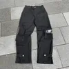 جينز الرجال Y2K جينز Harajuku retro جمجمة الجرافيك الجينز السراويل السراويل السود