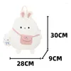 Sacos escolares Adolescente Kawaii Mochila Branco Nylon Pano Macio Portátil Crianças Mochila Pingente Chique Dos Desenhos Animados Mochila