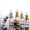 Clear Glass Essential Oil Perfume Bottles Liquid Reagent Pipette Bottles Eye Dropper Aromatherapy Plated Gold Silver Cap 20-30-50ml Who Lgdn