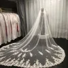 Bijoux de cheveux de mariage Voile de mariée Cathédrale Longueur Voile de mariage 1 Niveau Long Voile de bord en dentelle Voile blanc ivoire pour mariée Voile en dentelle florale 350 cm