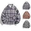 Men's Jackets KOODAO Jacket For Men Fashion Plus Size Plaid Shirts Thin Coat Polyester Spring And Autumn Black/Red/Purple