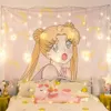 Cartoon Sailor Moon Stampato Anime Arazzo Ragazza Dormitorio Room Decor Appeso a parete Tapiz Rosa Arazzi 210608284E