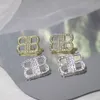 jewelry bb earrings internet celebrity niche design with diamond inlaid double B-letter earrings light luxury fashionable luxurious elegant earrings