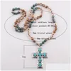 Hänge halsband hänge halsband mode bohemiska smycken tillbehör mti naturliga stenar knutna metall blå kors halsband kvinnor boho dhwsp