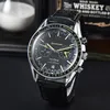 OMEGAS 2024 Nouvelle montre pour hommes Six aiguilles Trois yeux Montre à quartz de haute qualité Top marque de luxe Chronographe Horloge montre Bracelet de montre en acier inoxydable Montres de mode pour hommes o-a2