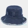 Berets vintage lavado denim balde chapéu para mulheres sombrero homens outono inverno pescador fio de ferro design dobrável bacia boné