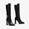 Botlar yydd orijinal deri metal özlü sivri uçlu zarif siyah süper yüksek topuklu kadın botlar parti elbise bayan ayakkabıları boyutu35-39 231122